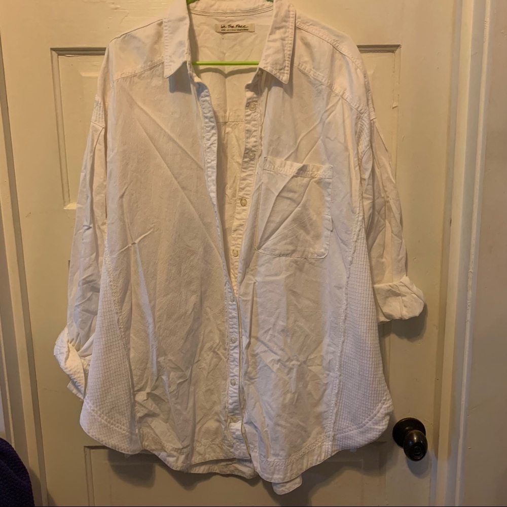 We the free white button up shirt jacket